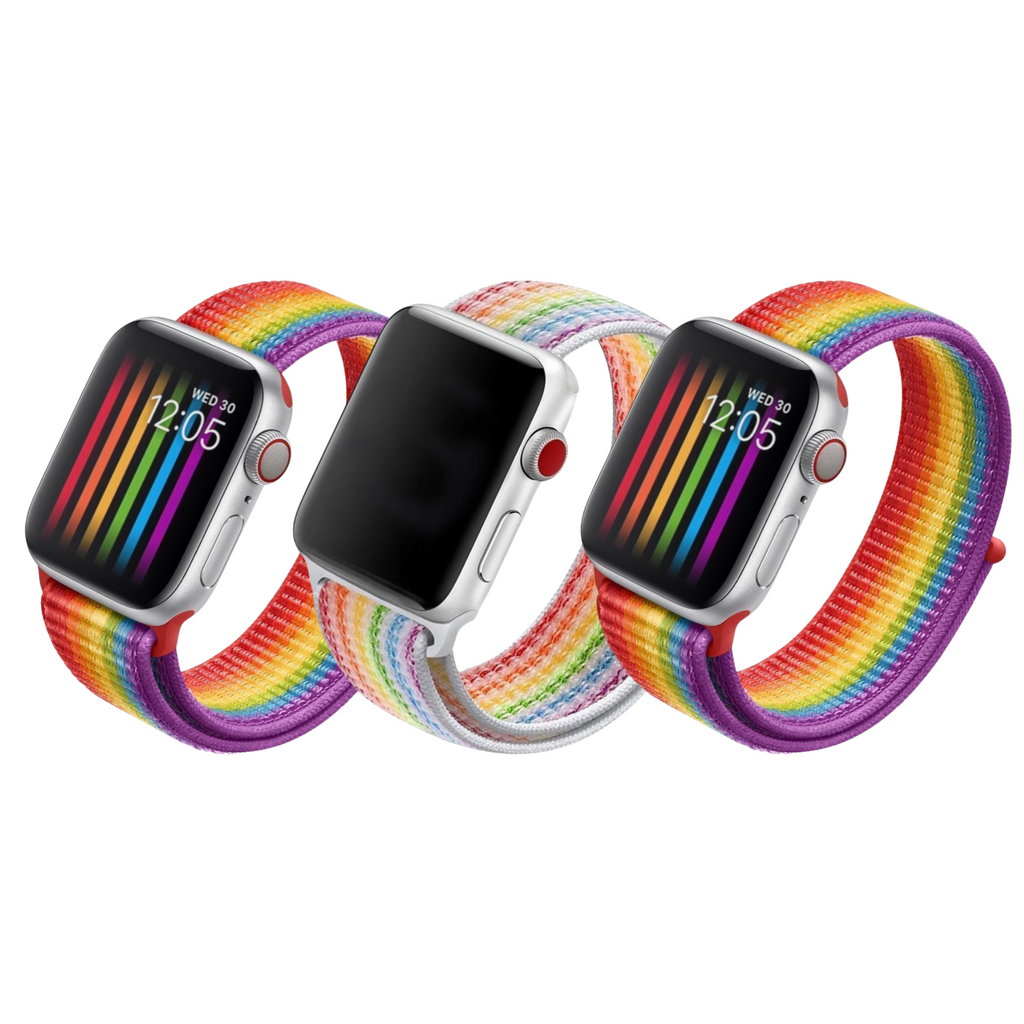 Woven Nylon Rainbow Pride Apple Watch Band Official Apple Pride